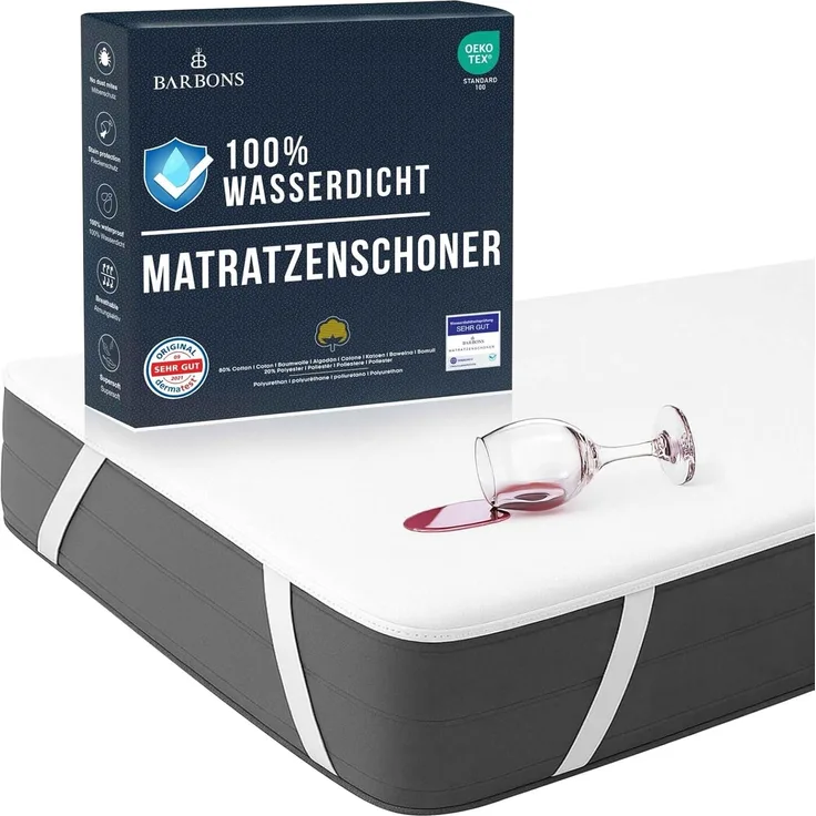 BARBONS Matratzenschoner 90x200 2er - Oeko-TEX Zertifiziert wasserdichte Matratzenauflage Inkontinenzunterlage waschbar Nässeschutz Atmungsaktiv (90x200 cm (2er Set))