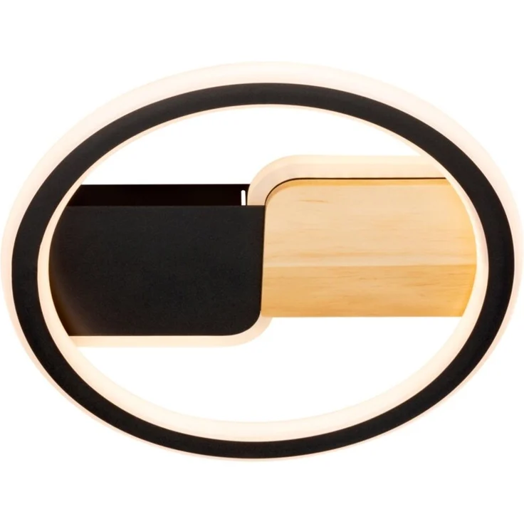 Novel 'MEMPHIS' LED-Deckenleuchte, Holz schwarz, 30 x 6 cm, mit Kiefer-Echtholz-Element – Bild 1