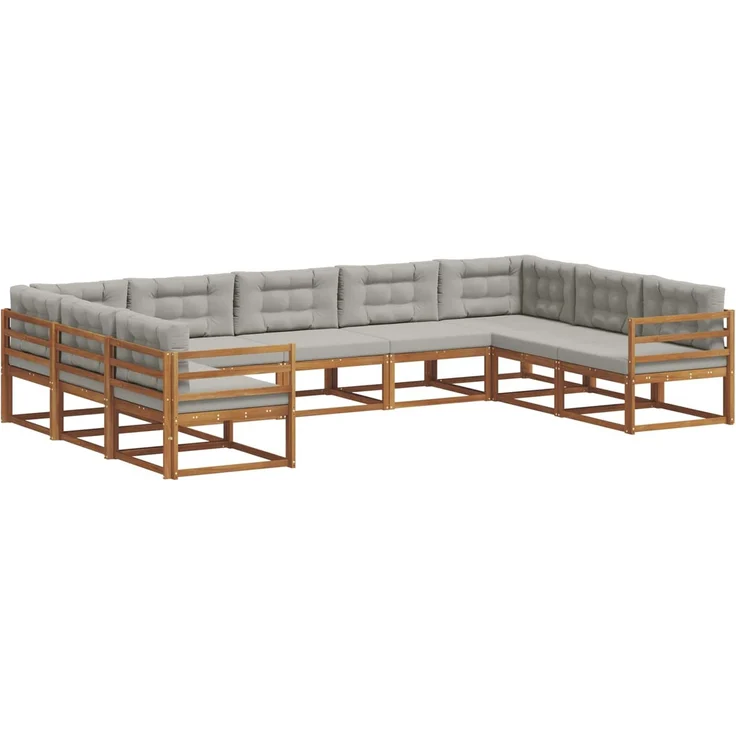 vidaXL Outdoor-Sofagarnitur 9 stk. 9-Sitzer Natur und Hellgrau 3368154 – Bild 2
