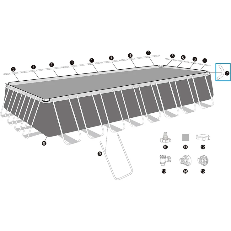 Bestway® Ersatzteil C-Verbinder (verzinkt) für Bestway® APX 365™ Pools (561KA / 561KG / 561KJ), eckig – Bild 4