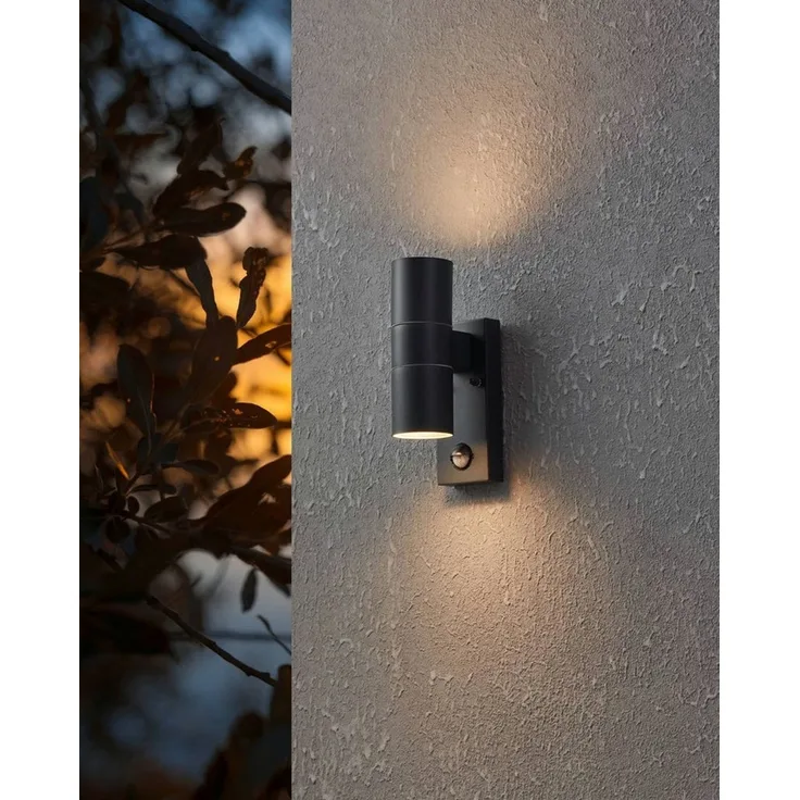 Eglo 32899 LED Outdoor Wandleuchte RIGA 5 Up & Downlight anthrazit klar L:6,5cm H:21,5cm T:11cm Sensor IP44