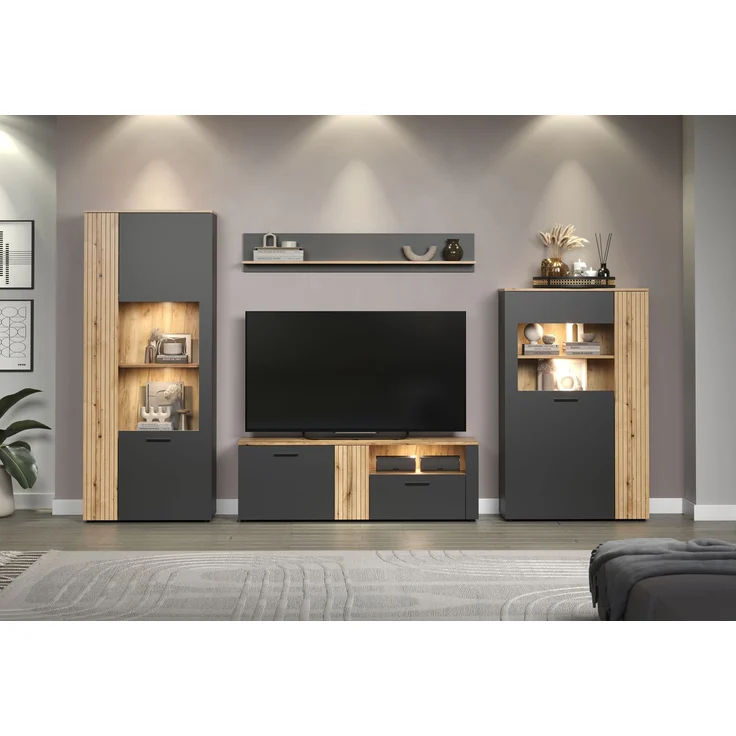 Highboard Avila in grau und Eiche Evoke 90 x 146 cm – Bild 11