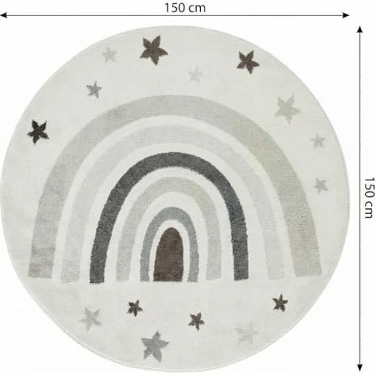 Jimri Kinderteppich DOTS l Pünktchen Gepunktet | Farbe: Beige Blau Rosa | Kinderzimmer/Jugendzimmer (Creme, Ø 150 cm Rund) – Bild 3