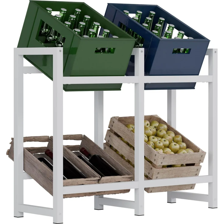 CLP Getränkekistenständer Stack aus Metall freistehend robust stabil,weiß 75x91x31 cm – Bild 1