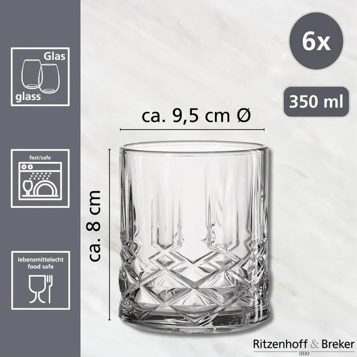 Ritzenhoff & Breker Capri Whiskybecher-Set 6-teilig – Bild 6