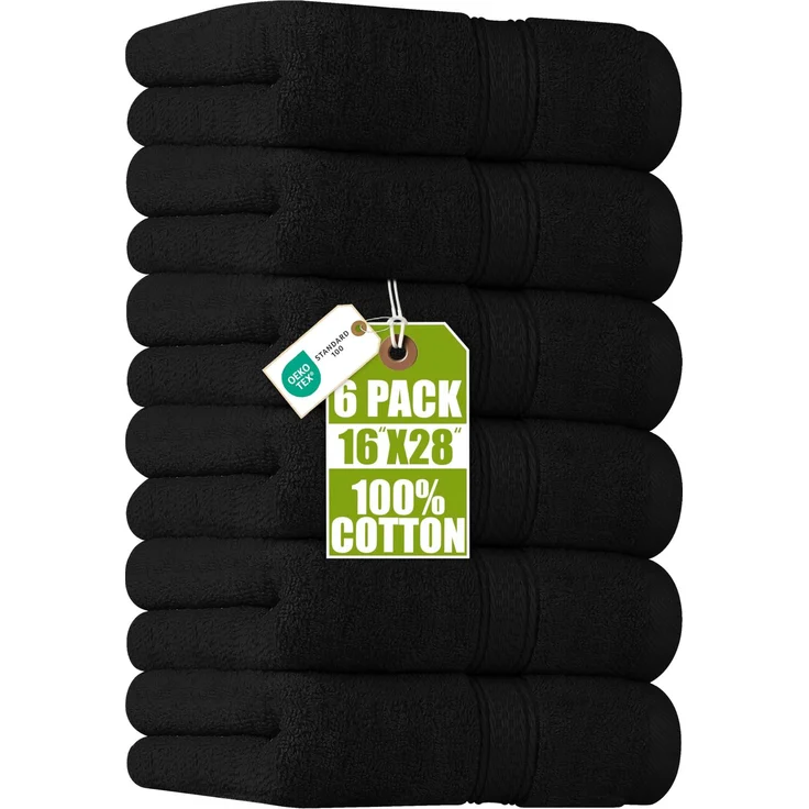 Utopia Towels Handtücher Set Baumwolle, 41x71 cm, 6er Pack, Schwarz