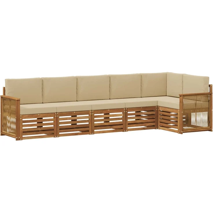 vidaXL Outdoor-Sofagarnitur 6 stk. 6-Sitzer Natur und Beige 3384419 – Bild 2