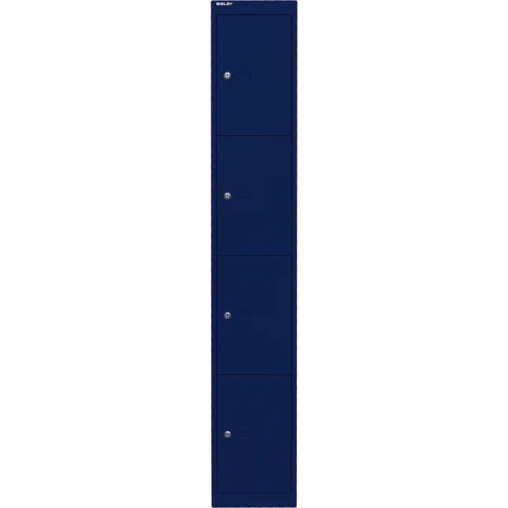 Bisley Schließfachschrank Office, 1 Abteil, 4 Fächer, T 305 mm, Farbe oxfordblau – Bild 1