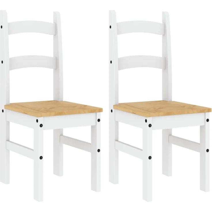 vidaXL Essstühle 2 Stk. Weiß 40x46x99 cm Massivholz Kiefer 4005728 – Bild 6
