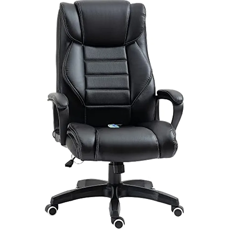 Vinsetto Massage-Bürostuhl, Schwarz, mit 4 Rücken- und 2 Sitzmassagepunkten, höhenverstellbar, Drehstuhl, 78x120x66 cm
