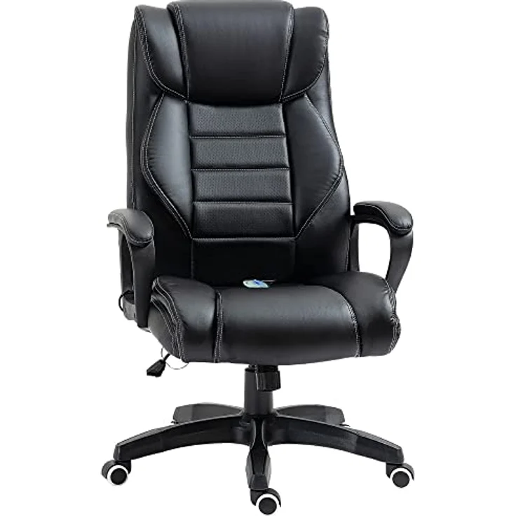 Vinsetto Massage-Bürostuhl, Schwarz, mit 4 Rücken- und 2 Sitzmassagepunkten, höhenverstellbar, Drehstuhl, 78x120x66 cm – Bild 1