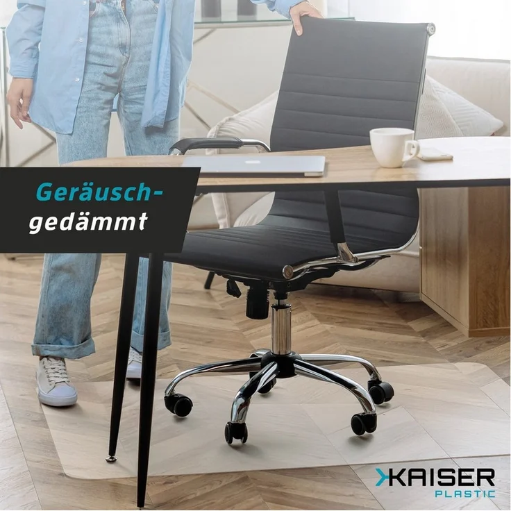 Kaiser plastic Bodenschutzmatte für Hartboden - Bürostuhl Unterlage - Unterlage Schreibtischstuhl, Schutzmatte transparent - rutschfest - Stuhlunterlage Made in Germany – Bild 3