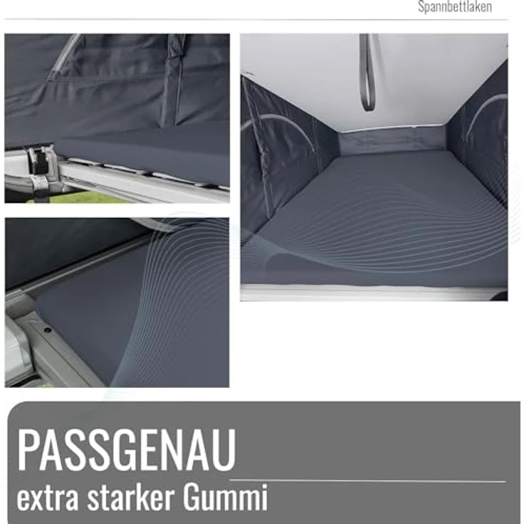 BLACK FOREST FOX Spannbettlaken Spannbettlaken VW T6.1 California Aufstelldach OEKO-TEX®, Baumwolle, Gummizug: rundum, Grau – Bild 5