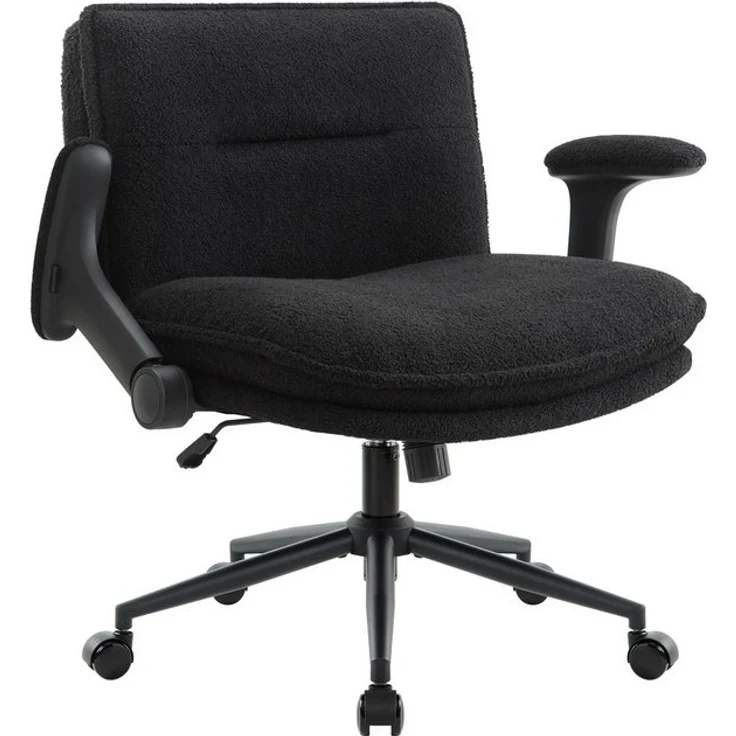 IWMH Bürostuhl Schreibtischstuhl mit klappbare Armlehnen, (Höhenverstellbar Drehstuhl mit Rollen), Stoff Stuhl für Büro Schlafzimmer Wohnzimmer Schminktisch – Bild 4