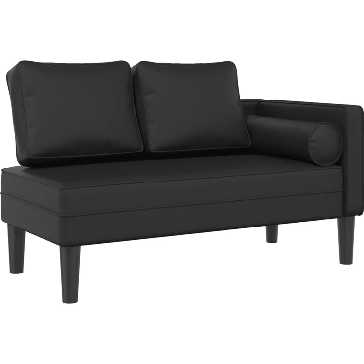 vidaXL Chaiselongue mit Kissen Schwarz Kunstleder, 116,5 x 62 x 57,5 cm – Bild 1