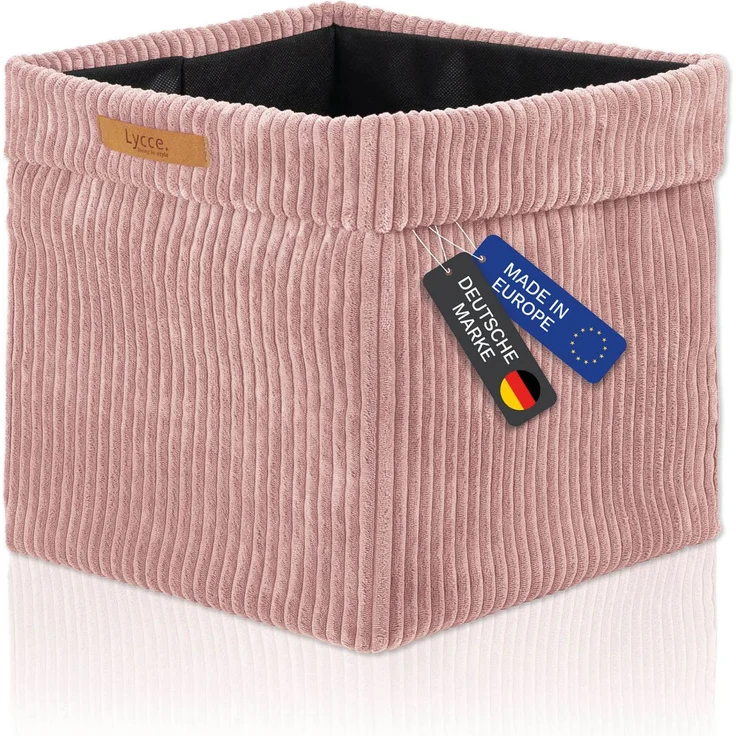 Lycce faltbare Aufbewahrungsbox, 4er Set - Cord, passend für Kallax Regal, abnehmbarer Bezug, robust, formstabil Puderrosa 31x33x33cm – Bild 2