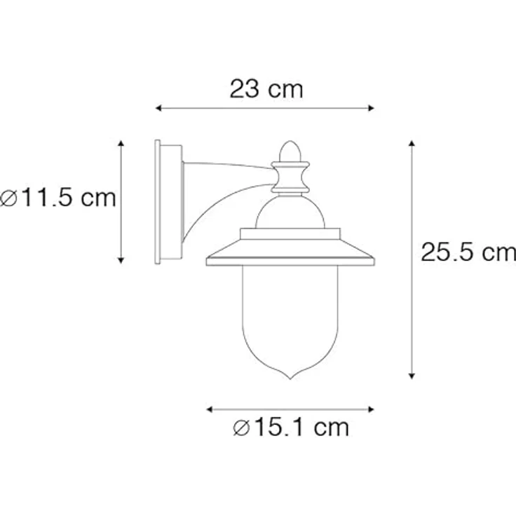 Qazqa Oxford Außen Wandleuchte, dimmbare Wandlampe für den Garten, schwarz, E27 Fassung, max. 60W, IP44, rund, 15.1 cm – Bild 4