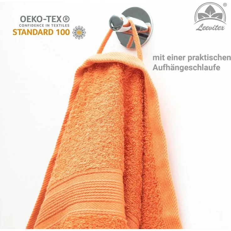 leevitex® Saunatuch Saunatuch Frottee XXL, (2-St), 80 x 200 cm, extra groß & saugfähig, Terrakotta/Dunkelorange – Bild 3