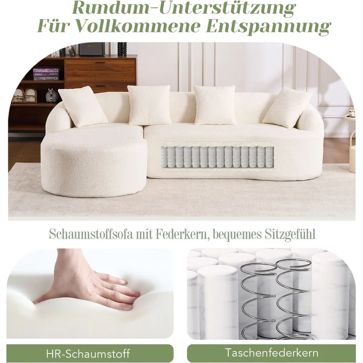 3-Sitzer-Sofa 243x150x67 cm mit geschwungener Form und Chenille-Bezug – Bild 7