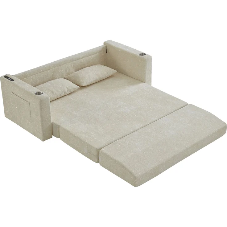 ZUBALIYA SchlafSofa mit USB - Anschluss, mit Chenille - Bezug, mit Samtbezug, mit breiten Armlehnen, mit Schaumstoffpolsterung – Bild 9