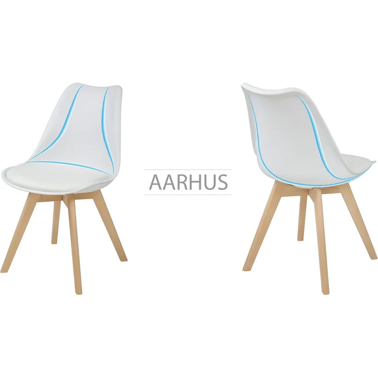 ALBATROS Esszimmerstühle 4er Set AARHUS, Weiss - Beine aus Buche Massiv-Holz, Skandinavisches Retro-Design, bequemer Schalenstuhl - Eleganter Küchenstuhl, Stuhl Esszimmer für Esstisch – Bild 14