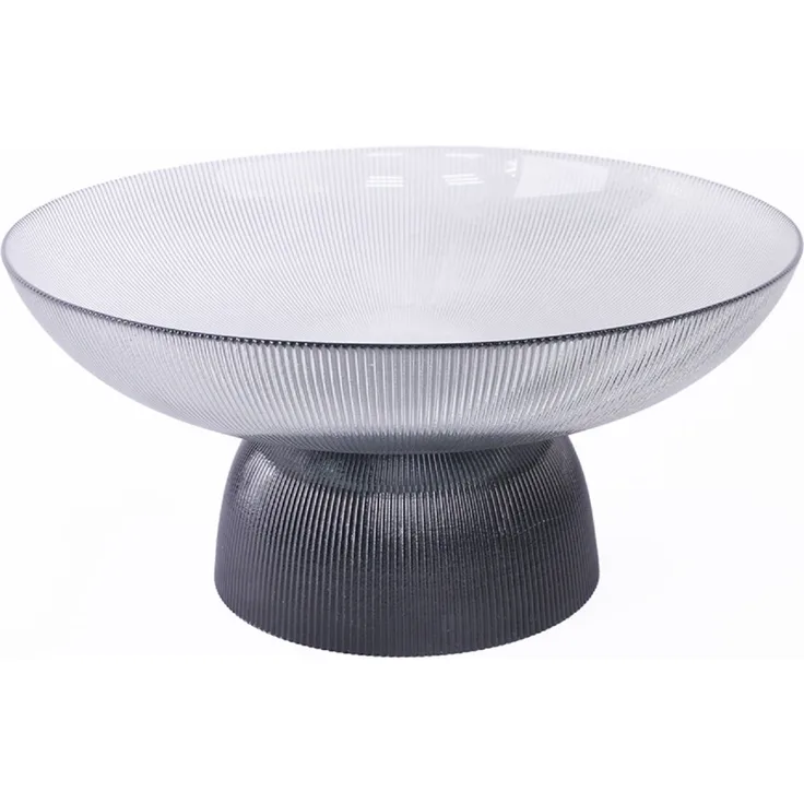 Schäfer Deko Schale aus Glas mit Fuß – Perfekt für Dekoration und Präsentation Anthrazit Ø 35 cm