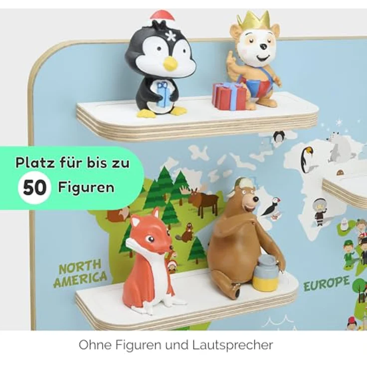 stadtecken Holzregal für Musikbox I Geeignet für die Toniebox und ca. 50 Tonies I Perfekte Tonie Aufbewahrung im Kinderzimmer I Zum Aufstellen oder Aufhängen I Atlas 2, groß – Bild 5