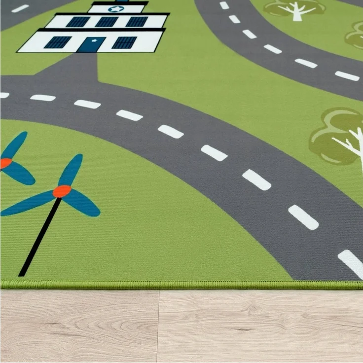 Paco Home Kinderteppich Bino 562, rechteckig, Höhe: 4 mm, Kurzflor, Straßen-Spiel-Teppich, Motiv Flughafen, Kinderzimmer – Bild 3