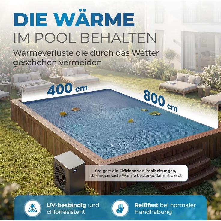 Miganeo Pool Solarfolie 800 x 400 cm rechteckig | schwarz/blau | 180 my – Bild 2