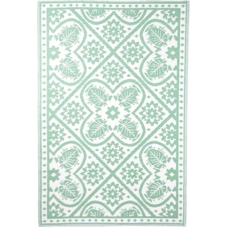 Esschert Design Outdoor-Teppich 182x122 cm Fliesendesign Grün und Weiß 433913