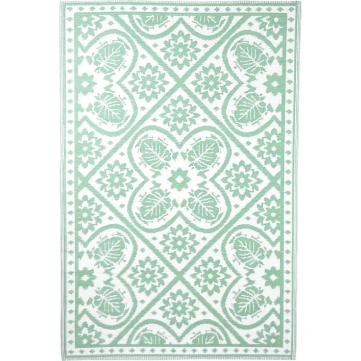 Esschert Design Outdoor-Teppich 182x122 cm Fliesendesign Grün und Weiß 433913