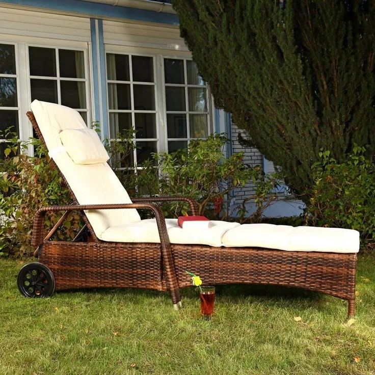 Melko Gartenliege Sonnenliege Gartenliege Polyrattan inkl. Kissen&Kopfstütze Saunaliege, Stück, 1 St, Liege, Mehrfach verstellbar