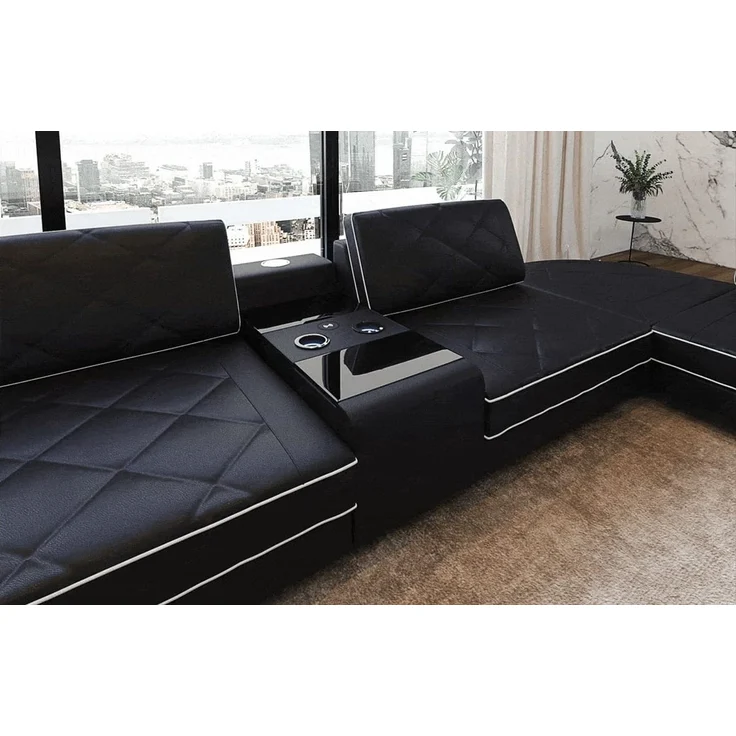 Sofa Dreams - Ecksofa Rotello – Leder - Kunstleder - schwarz-weiß - Rechts – Bild 5