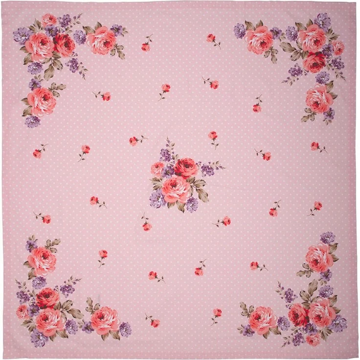 Clayre & Eef Tischdecke Dotty Rose (1-tlg, 1-teilig), quadratische Tischdecke Mitteldecke ca. 100x100cm Baumwolle – Bild 2