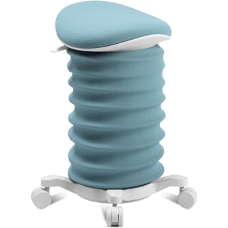 TOPSTAR Sitness 4D mit Rollen - AGR-Zertifiziert Dynamischer Sitzhocker Papyrus - softblau Stoff HI6, ergonomischer Bürohocker - höhenverstellbar - stärkt den Rücken - entlastet die Bandscheiben – Bild 2
