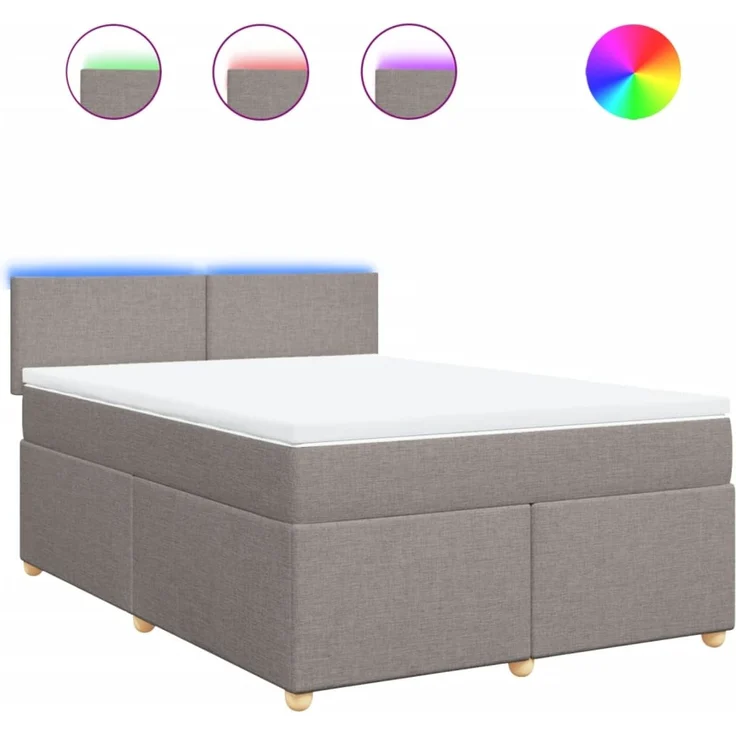 vidaXL Boxspringbett mit Matratze Taupe 160x200 cm Stoff 3289028 – Bild 2