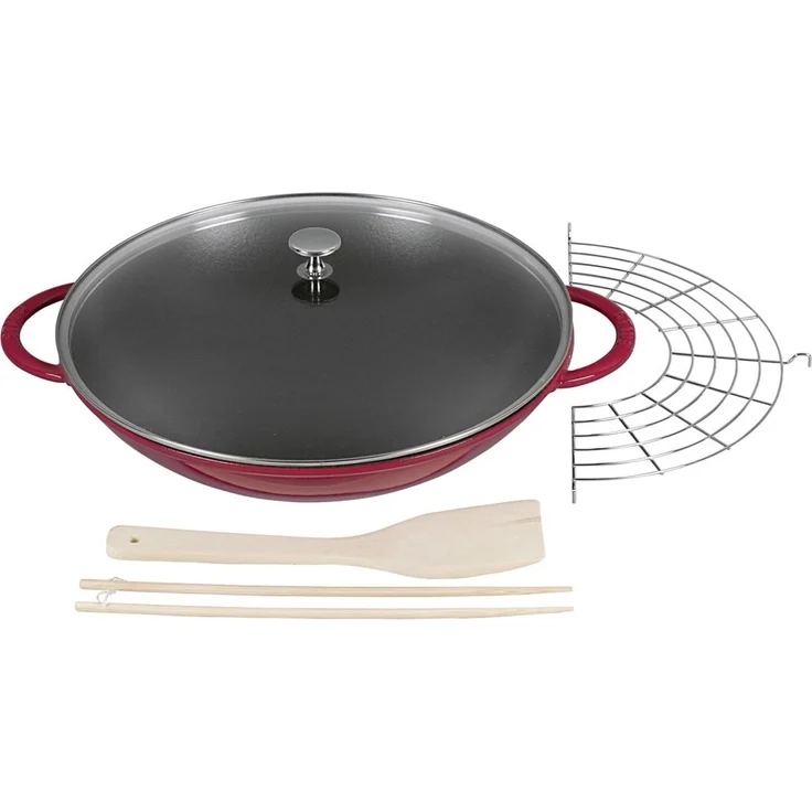 STAUB Wok nClassic Gusseisen 5,7 l Ø37cm kirschrot – Bild 3