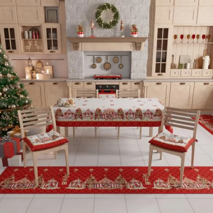 PETTI Artigiani Italiani - Weihnachts-Küchenläufer, Rutschfester und waschbarer Weihnachts-Küchenteppich, 52x380 cm, Zirkus-Weihnachtsteppich, Made in Italy – Bild 3