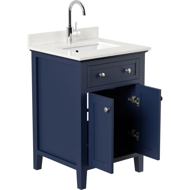 Landhaus Badmöbel Postigo 60 Quarz Carrara montiert blau lackiert : Blau lackiert – Bild 8