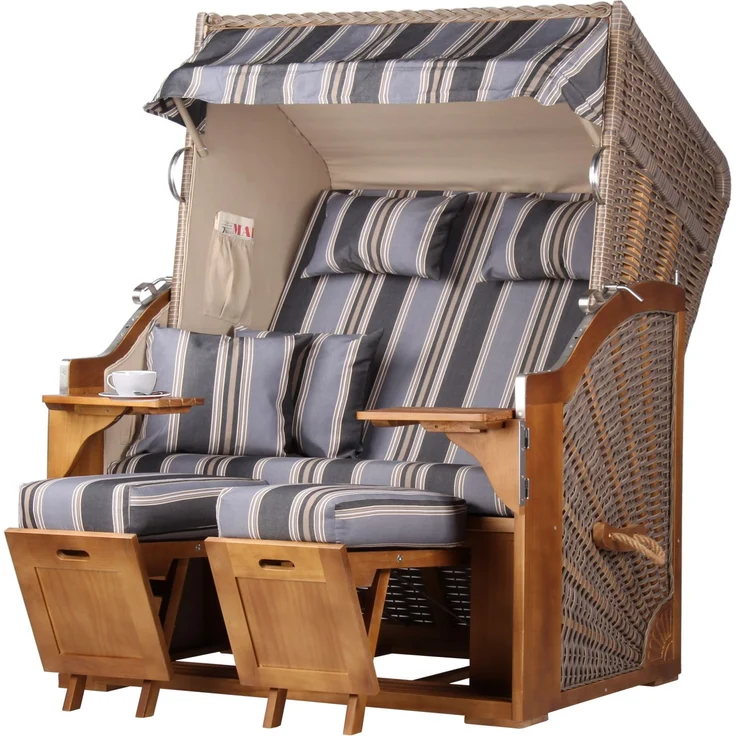 Strandkorb Komplettset - bene living - Schleswig Pinie - PE mokka - Modell 555 – Bild 1