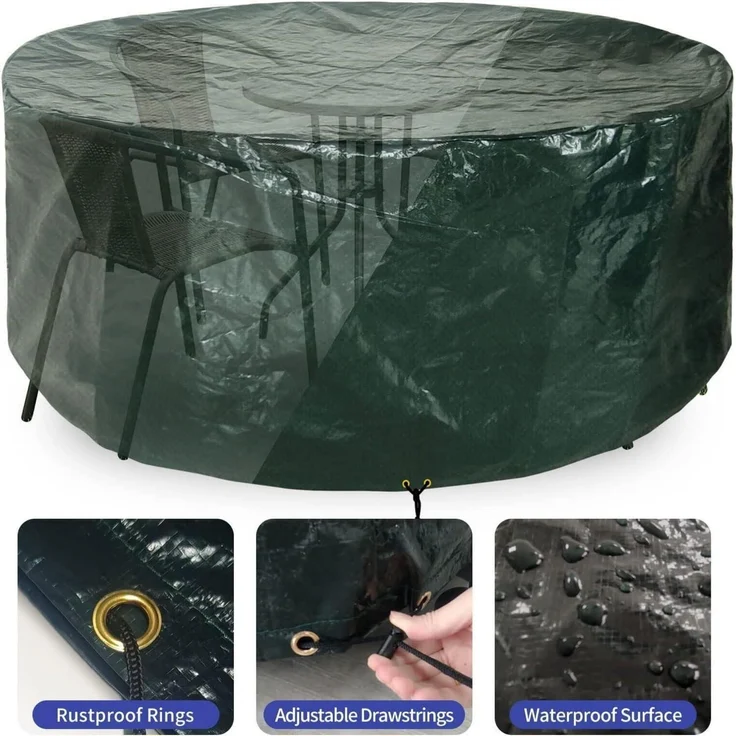 Gartentischabdeckung Polyethylen wasserdicht 300x90cm 300x90cm Grün – Bild 4