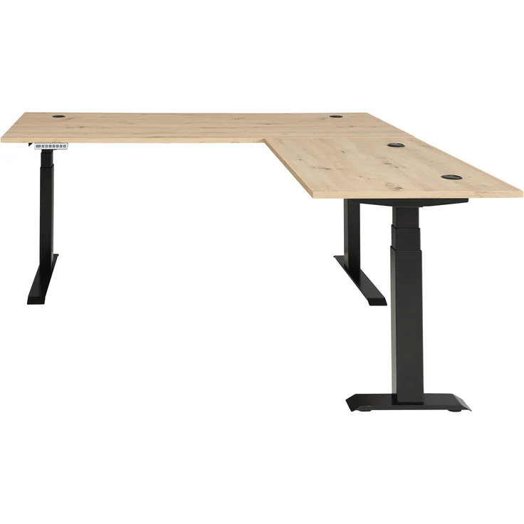 Eckschreibtisch >Memphis< höhenverstellbar, Artisan Eiche Dekor - 185x64/129x177 (BxHxT) – Bild 8