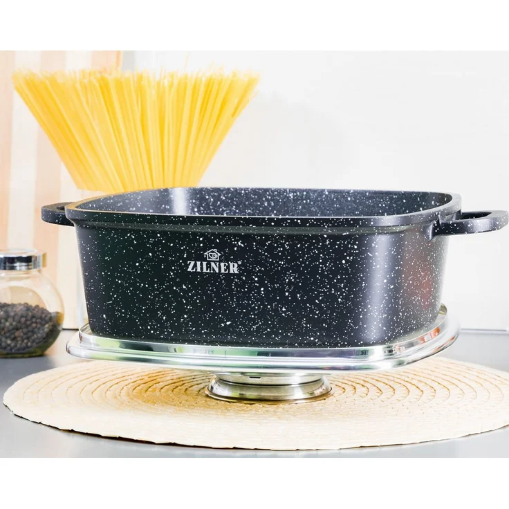 Zilner Topf-Set Schöne quadratische Töpfe in 4 verschiedenen Größen, Bräter, Aluminiumguss, Edelstahl, Keramik (2.5L / 3.5L / 4.5L / 6.5L, 8-tlg, Zeitloses Design des Topfsets. Eine ideale Geschenkidee! Hochwertig) – Bild 4