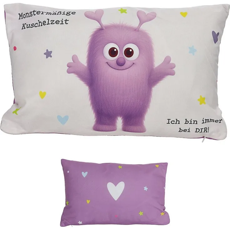 CEPEWA Dekokissen Mini Kissen Mutmacher 4er Set 12x12cm 40g Füllung einseitig bedruckt