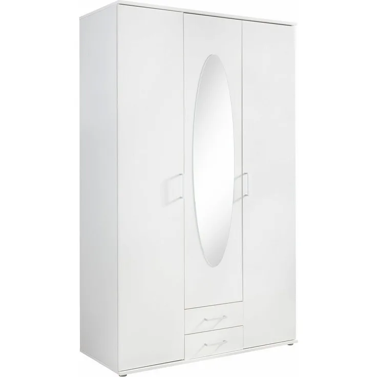 POL Power 'Paul' Kleiderschrank, Drehtürenschrank, Weiß, mit Spiegel, ca. 120 cm