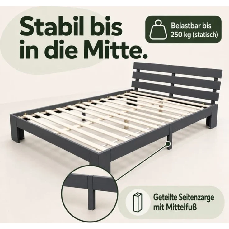 Relaxdays Bett Massivholz 120x200 cm – Bild 7