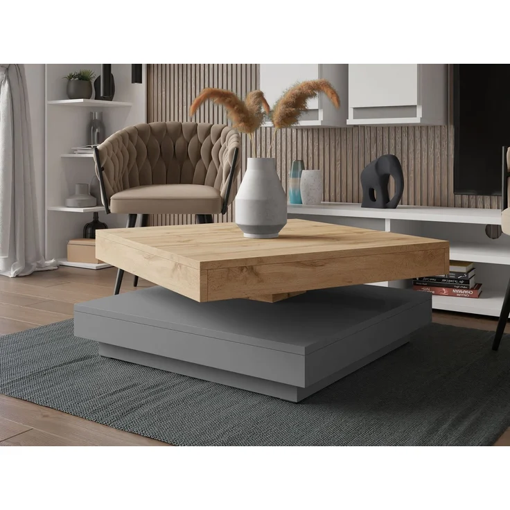 Couchtisch Luriso (Farbe: Wotan Eiche / Graphit Grau) – Bild 2