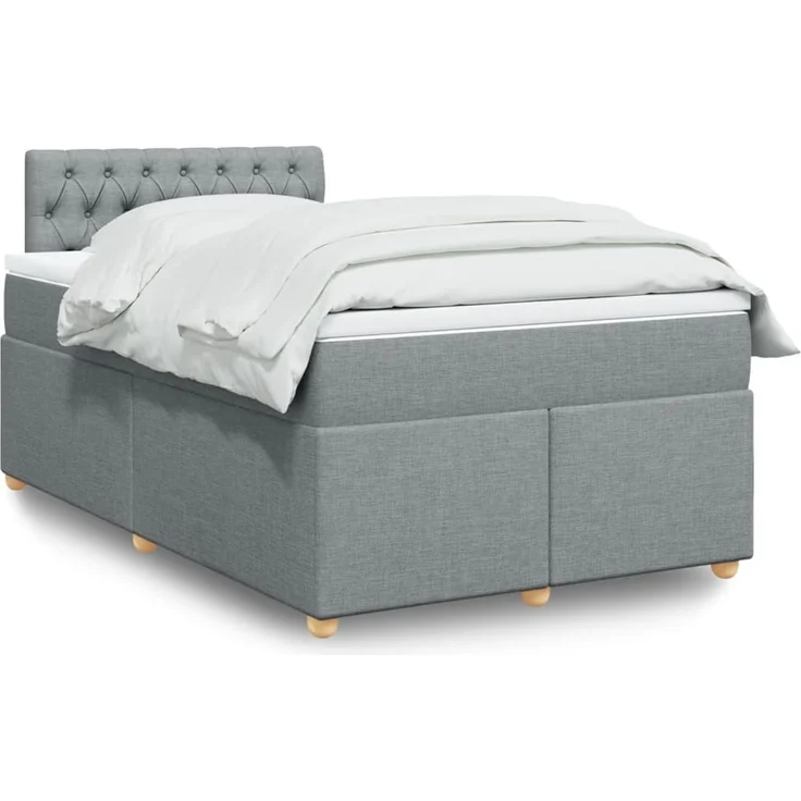 vidaXL Boxspringbett mit Matratze Hellgrau 120x200 cm Stoff 3288954 – Bild 1