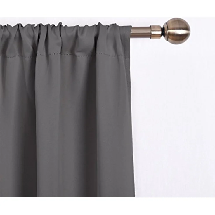 NICETOWN Verdunkelungsvorhang für Küchenfenster, energieeffiziente Raffgardinen für Wohnzimmer, Stangentasche, Ballon-Schatten für Thanksgiving, Grau, 52W x 63L (Set mit 1 Panel) – Bild 4