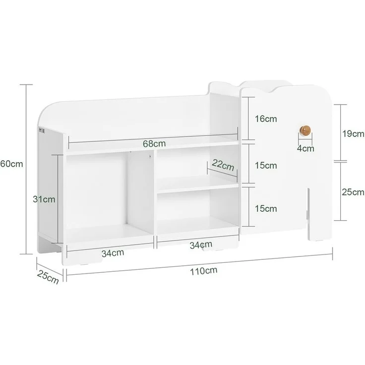 SoBuy KMB62-W Kinderregal, MDF, Lackiert, Weiß, 80 x 63 x 30 cm – Bild 3